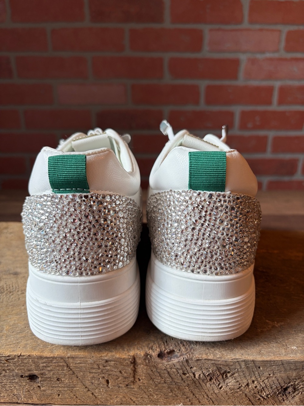 Women’s White Platform Sneakers with Sparkly Glitter Heel Detail I Size 9.5 (40) - Picture 5 of 8